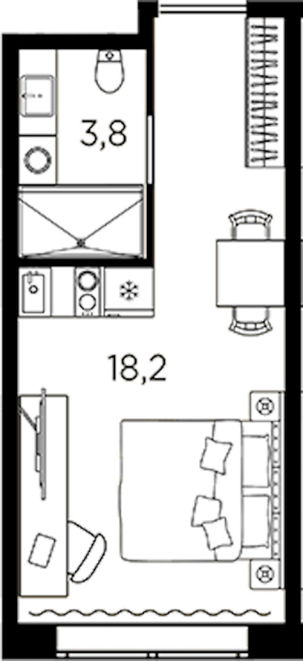 Квартира студия 22 м², 7/13 эт., ЖК «AVENIR Industrial»